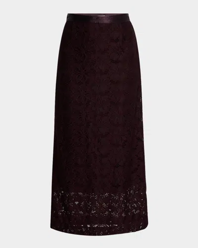 Derek Lam 10 Crosby Marjorie Floral Lace Pencil Skirt In Aubergine