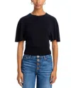 Derek Lam 10 Crosby Marva Short Sleeve Knit Top In Black In Blue