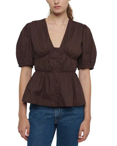 Derek Lam 10 Crosby Maureen Balloon Sleeve Top In Gold