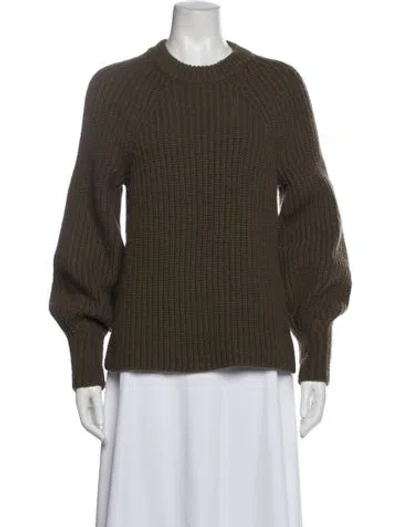 Pre-owned Derek Lam 10 Crosby Merino Wool Crew Neck Sweater In Green