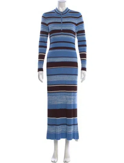 Pre-owned Derek Lam 10 Crosby Merino Wool Long Dress In Blue