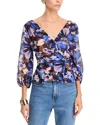 Derek Lam 10 Crosby Michele Floral Twist-front Blouse In Topaz Multi