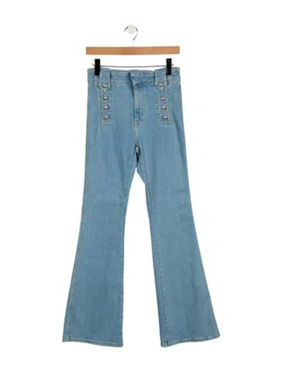 Pre-owned Derek Lam 10 Crosby Mid-rise Wide Leg Jeans In Blue