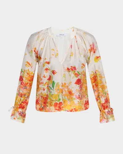 Derek Lam 10 Crosby Milon Placed Floral Organza Top In White