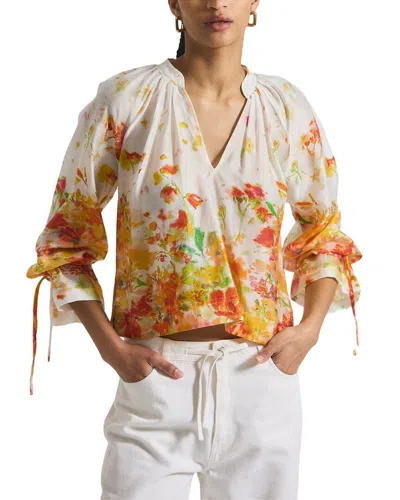 Derek Lam 10 Crosby Milon Organza V-neck Blouse In Orange