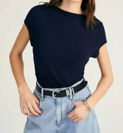 Derek Lam 10 Crosby Mima Short Sleeve Ruched Op In Night Sky In Blue