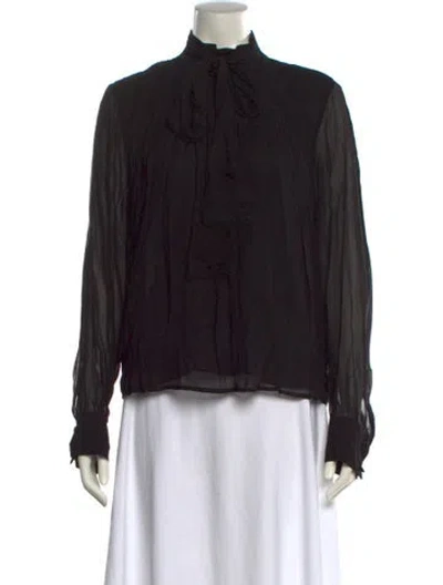 Pre-owned Derek Lam 10 Crosby Mock Neck Long Sleeve Blouse W/ Tags In Black