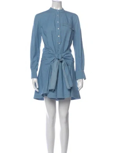 Pre-owned Derek Lam 10 Crosby Mock Neck Mini Dress W/ Tags In Blue