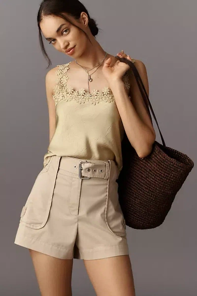 Derek Lam 10 Crosby Monterey High-rise Belted Utility Shorts In Safari