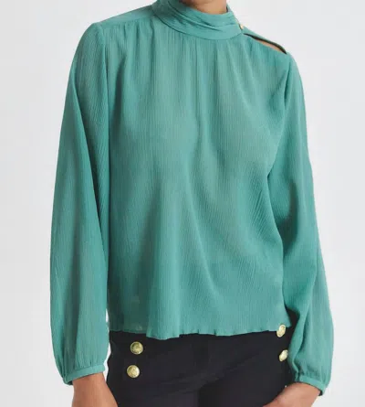 Derek Lam 10 Crosby Nadja Mock Neck Blouse In Juniper In Brown