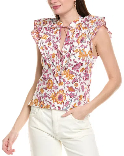 Derek Lam 10 Crosby Najah Ruffle Sleeve Blouse In Multi