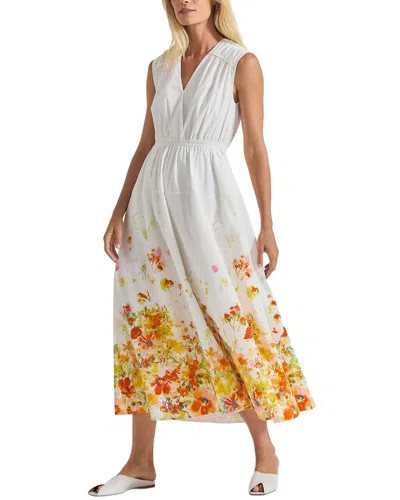 Derek Lam 10 Crosby Nara Border Print Cotton Poplin Cinch Waist Maxi Dress In Multi