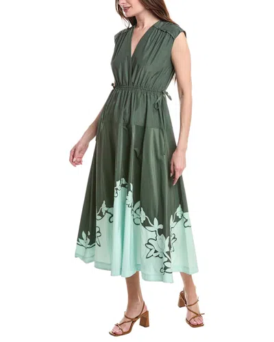 Derek Lam 10 Crosby Nara Poplin Applique Dress In Multi