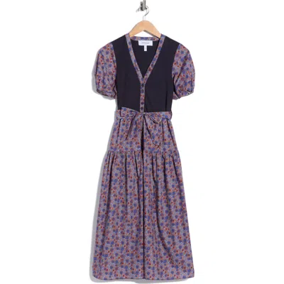 Derek Lam 10 Crosby Natalia Mixed Media Dress In Purple