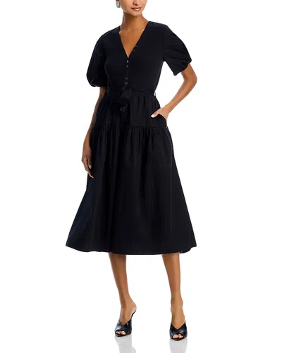 Derek Lam 10 Crosby Natalia Mixed Media Midi Dress In Black
