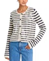 Derek Lam 10 Crosby Nebula Sequined Striped Cardigan In Blanc De Blanc/lake Blue