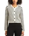 Derek Lam 10 Crosby Nebula Sequined Striped Ribbed Wool-blend Cardigan In White