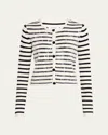 Derek Lam 10 Crosby Nebula Sequined Striped Cardigan In Blanc De Blanc/lake