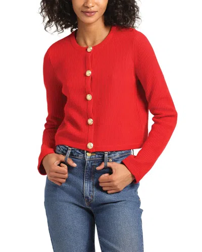 Derek Lam 10 Crosby Nebula Ribbed Wool-blend Cardigan In Red