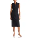 Derek Lam 10 Crosby Nera Ruched Waist Stretch Cotton Sheath Dress In Black