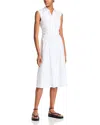 Derek Lam 10 Crosby Nera Ruched Waist Stretch Cotton Sheath Dress In Soft White