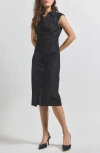 Derek Lam 10 Crosby Nera Ruched Waist Stretch Cotton Sheath Dress In Black