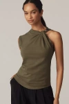 Derek Lam 10 Crosby Nia Asymmetric Twist Tee In Green