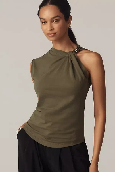 Derek Lam 10 Crosby Nia Asymmetric Twist Tee In Green