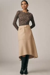 Derek Lam 10 Crosby Nicolette High-low Midi Skirt In Neutral