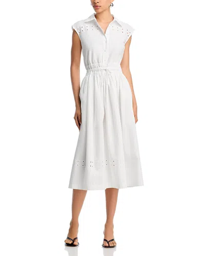 Derek Lam 10 Crosby Nikita Cotton Poplin Eyelet Mide Dress In White