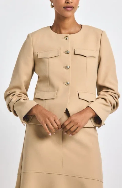 Derek Lam 10 Crosby Novessa Ruched Sleeve Jacket In Brown