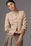 Derek Lam 10 Crosby Novessa Ruched-sleeve Lady Jacket In Brown
