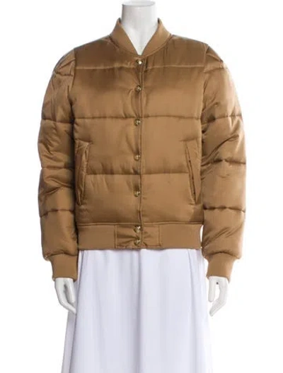 Pre-owned Derek Lam 10 Crosby Nylon Bomber Jacket W/ Tags In Brown