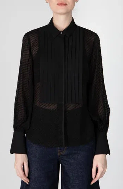 Derek Lam 10 Crosby Oriel Clip Dot Jacquard Button-up Shirt In Black