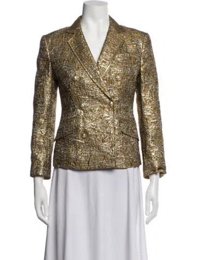 Pre-owned Derek Lam 10 Crosby Patterned Blazer In Gold/metallic