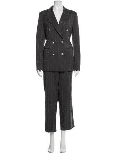 Pre-owned Derek Lam 10 Crosby Patterned Crystal Embellishments Pantsuit In Grey