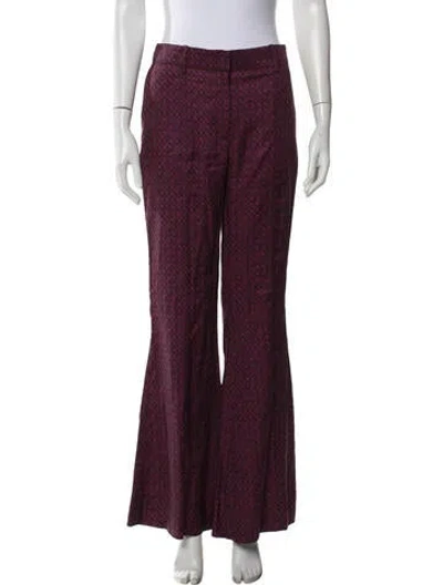 Pre-owned Derek Lam 10 Crosby Patterned Flared Pants W/ Tags In Burgundy