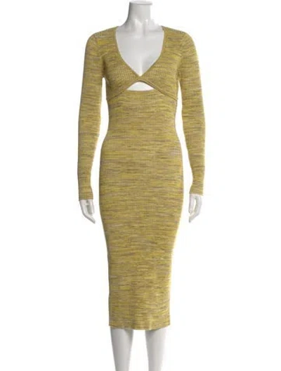Pre-owned Derek Lam 10 Crosby Patterned Midi Length Dress W/ Tags In Yellow