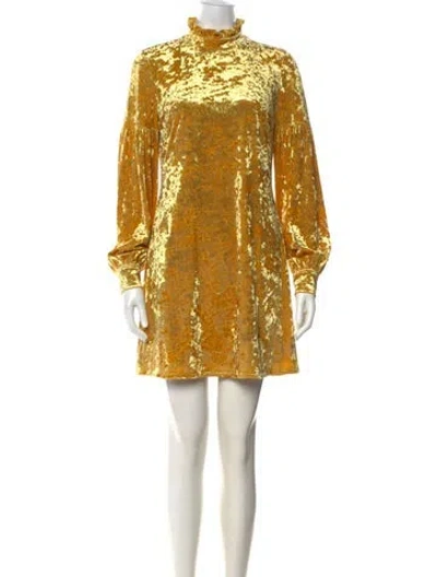 Pre-owned Derek Lam 10 Crosby Patterned Mini Dress In Yellow