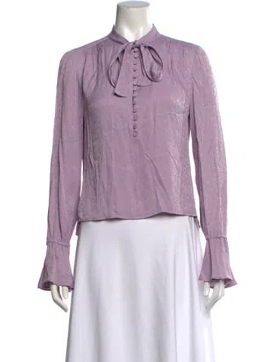 Pre-owned Derek Lam 10 Crosby Patterned Tie Neck Blouse In Purple