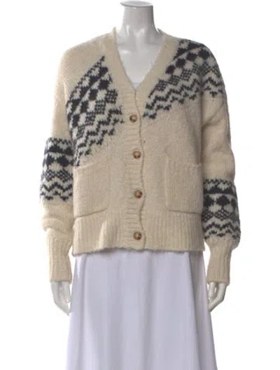 Pre-owned Derek Lam 10 Crosby Patterned V-neck Sweater In Neutral