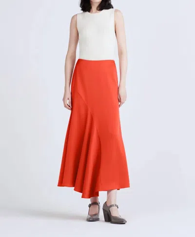Derek Lam 10 Crosby Paulette Flared Midi Skirt In Coral/red In Multi