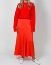 Derek Lam 10 Crosby Paulette Flared Midi Skirt In Sunset In Red