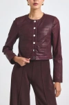 Derek Lam 10 Crosby Penny Crop Stretch Leather Jacket In Burgundy