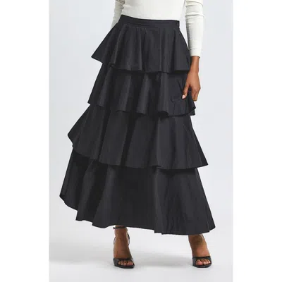 Derek Lam 10 Crosby Perla Ruffle Tiered Maxi Skirt In Black