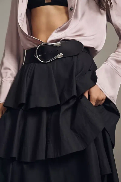 Derek Lam 10 Crosby Perla Tiered Midi Skirt In Black
