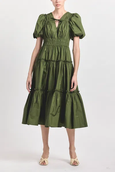 Derek Lam 10 Crosby Philippa Balloon Sleeve Maxi Dress In Green