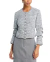 Derek Lam 10 Crosby Piera Ruched Sleeve Jacket In Blue/ivory