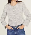 Derek Lam 10 Crosby Pierra Ruched Sleeve Jacket In Blue Ivory In Multi