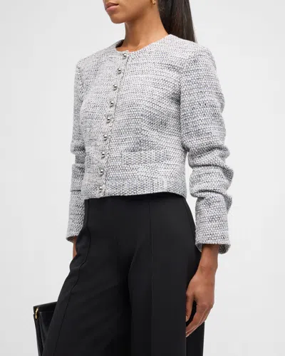 Derek Lam 10 Crosby Piera Tweed Ruched Sleeve Jacket In Burgundy